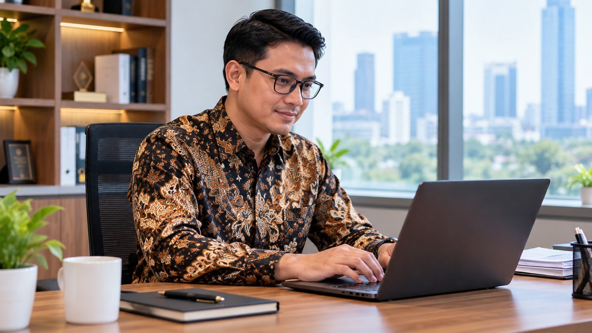 Kemeja kerja pria bahan kain katun batik dingin dan menyerap keringat